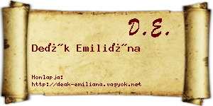 Deák Emiliána névjegykártya